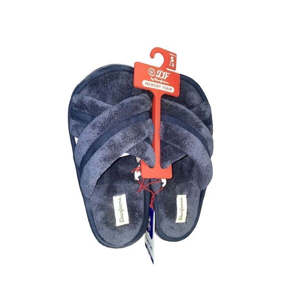 Dearfoams Indoor/Outdoor Blue Comfort MEMORY FOAM Slipper/Sandal Mens Small 7/8 - Picture 1 of 4